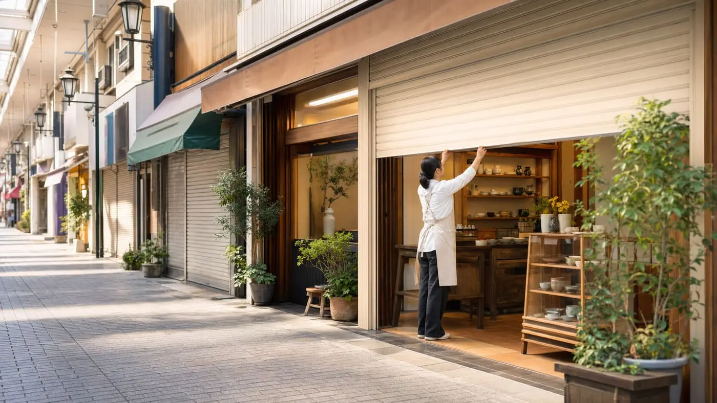 開店準備中の店舗シャッター（イメージ写真）